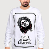Mikina God Listens White